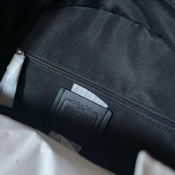 COACH-NWT Black Leather Medium Size Backpack - Picture 3 of 16